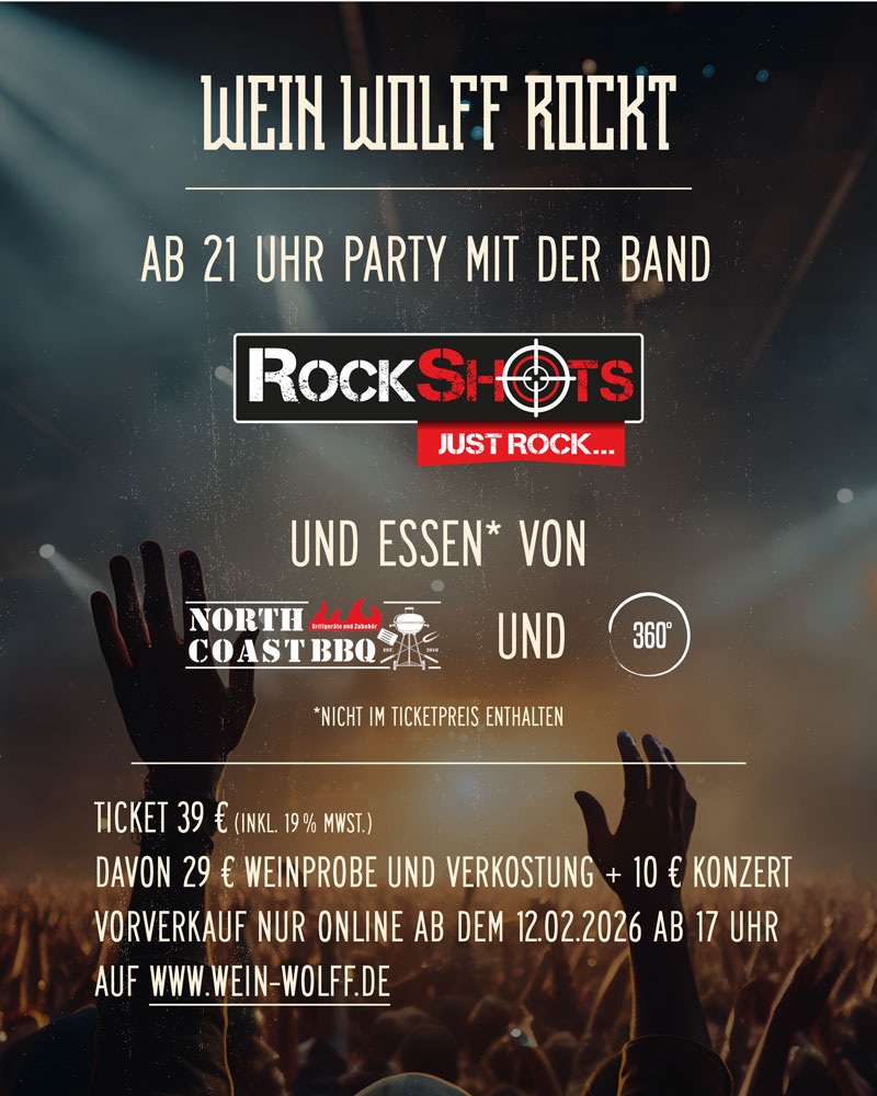 Fyler mit weiteren Informationen zu Wein Wolff Rockt - Ticketpreis 39&euro;